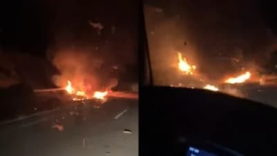 Ντιόγκο Ζότα: Σοκάρουν οι εικόνες με το αμάξι των αδικοχαμένων ανδρών που έχει τυλιχτεί στις φλόγες